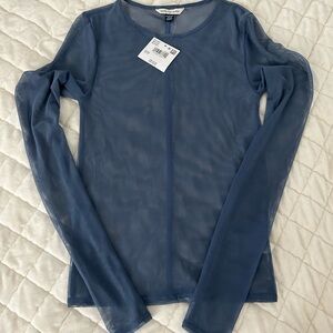 American Eagle Sheer Blue Long Sleeve Top